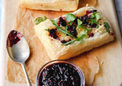 Blackcurrant Spiced Chutney With Cheese & Watercress Puff Tarts